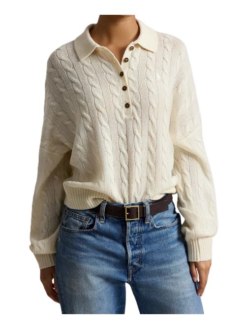 cable-knit buttoned top Polo Ralph Lauren | 211-B17767-007AUTHENTIC CREAM